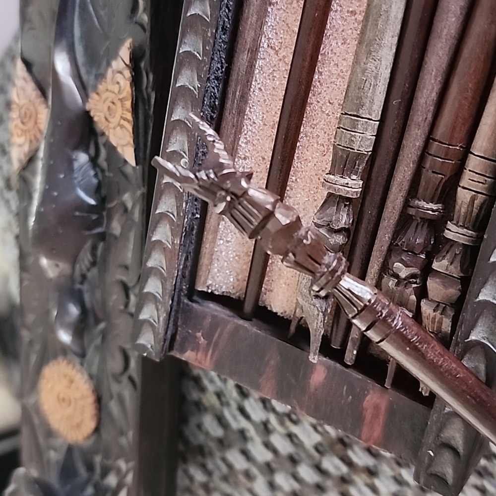 Hand Carved Tribal Chop Sticks with Storage Container- 4 Pairs of Chop Sticks